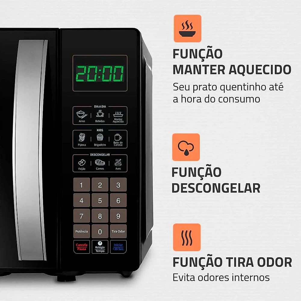 Micro-ondas Mondial MO-01-21-B 21 Litros 1200W Preto - 220V