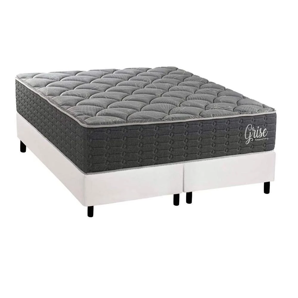 Cama Box Casal + Colchão Ortopédico D40 Molas Ensacadas Euro Pillow 138x188x32CM Branco Kappesberg