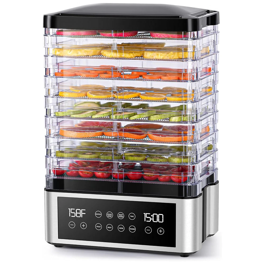 Desidratador de Alimentos, 8 Bandejas em Aço Inoxidável com Controle de Tempo e Temperatura, Ideal para Jerky, Frutas, Vegetais, Tupoyi