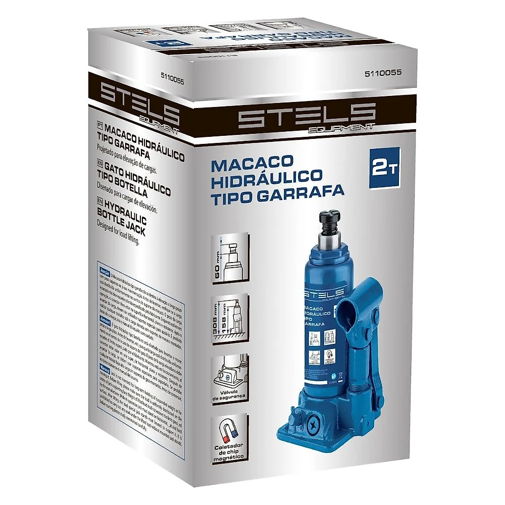 Macaco hidráulico garrafa 2 toneladas elevação 158-308mm stels 5110055