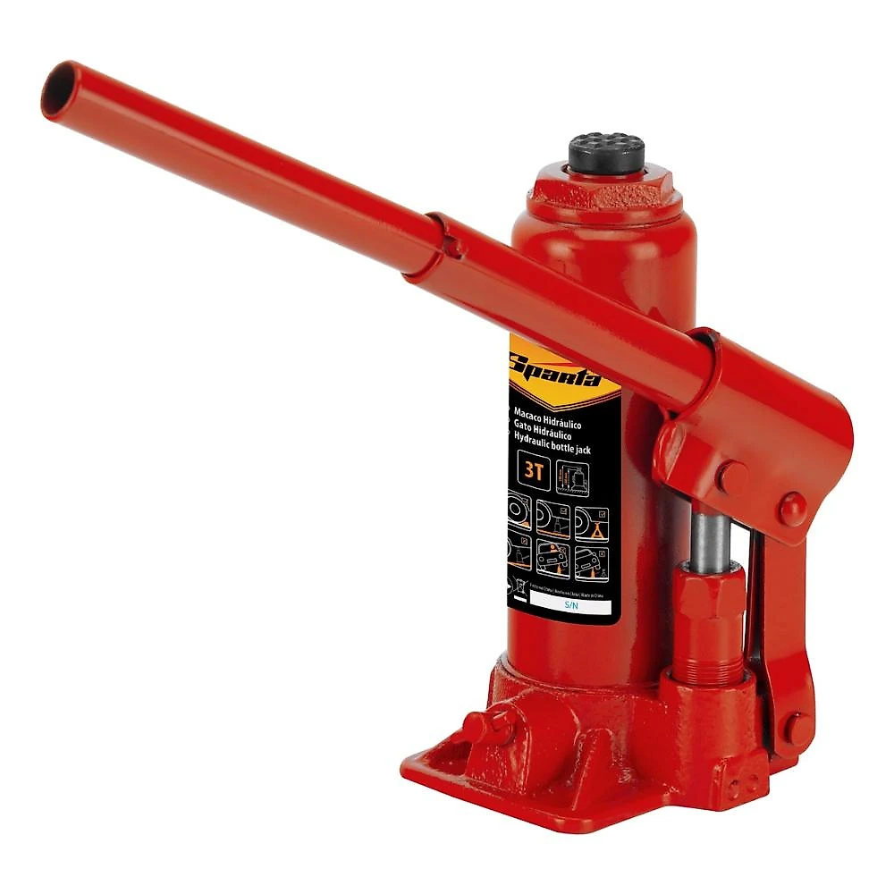 Macaco hidráulico garrafa 3t elevação 180-340mm sparta 5032255 aço