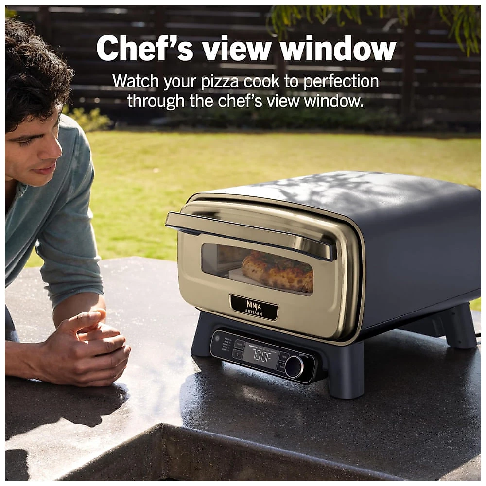 Forno de Pizza Elétrico Portátil Ninja Artisan 5 em 1 MO201BL1, Azul e Dourado