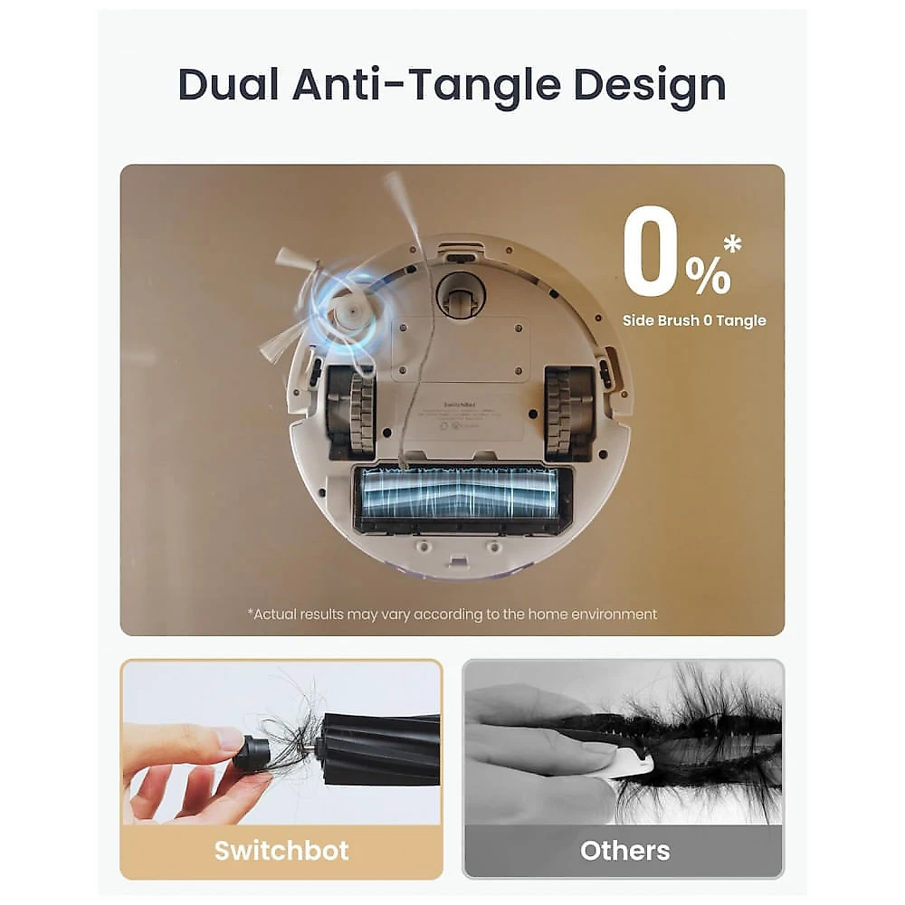 Miniatura Robô Aspirador SwitchBot K11+ com Esvazio Automático 6000Pa Navegação Laser Ultra Fino 9,1cm Branco
