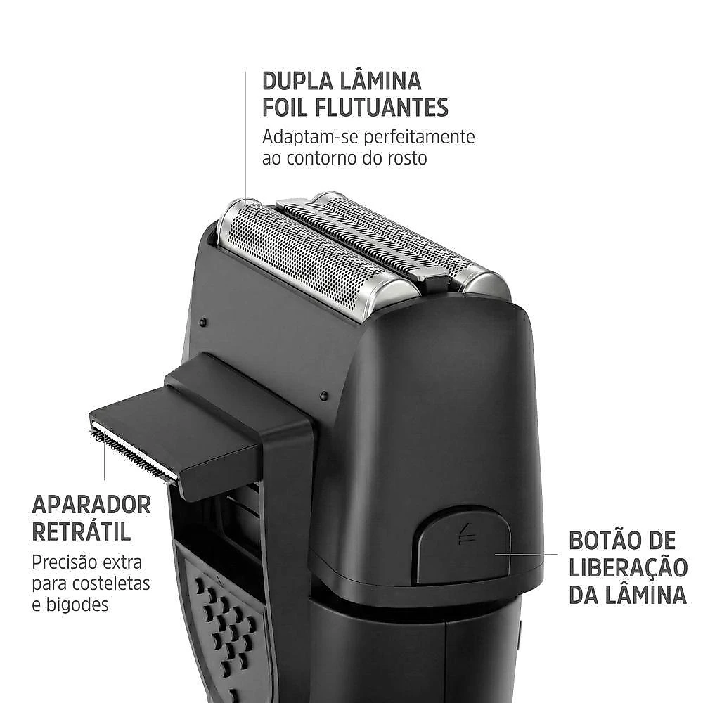 Barbeador Elétrico Be Emotion Men Aparador Multifuncional USB Recarregável Cinza Bivolt