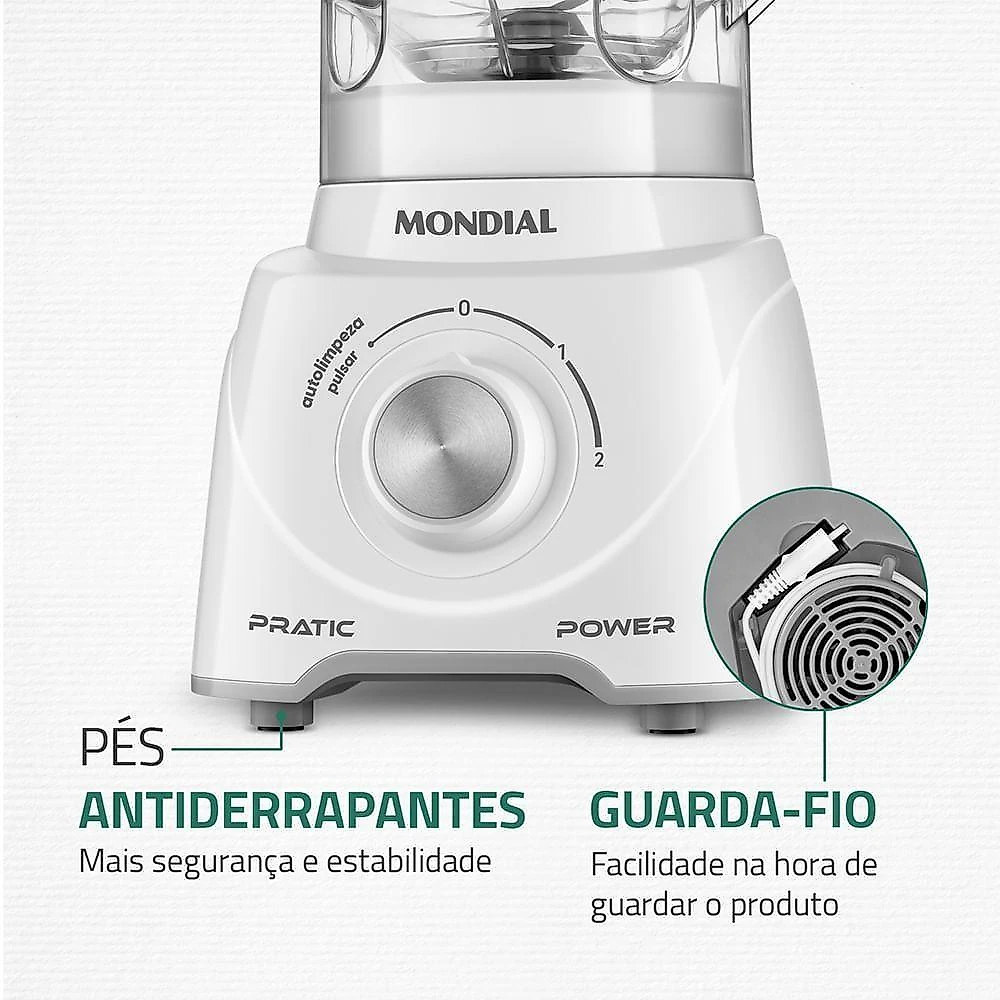 Liquidificador Pratic Power Mondial Branco L-97-W 60hz 220V