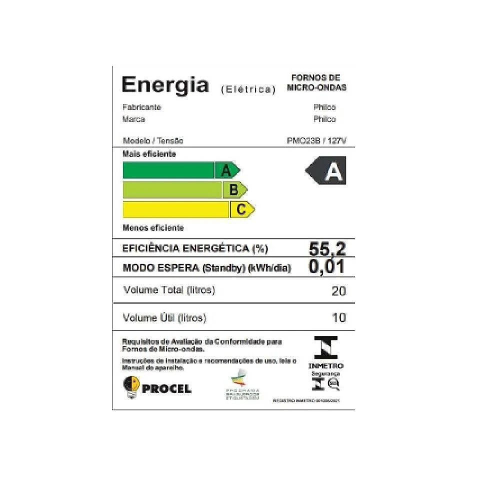 Micro-ondas philco branco 20l 127v pmo23b