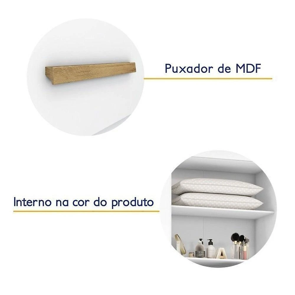 Closet Modulado de Canto 3 Peças 2 Gavetas Smart Plus Branco