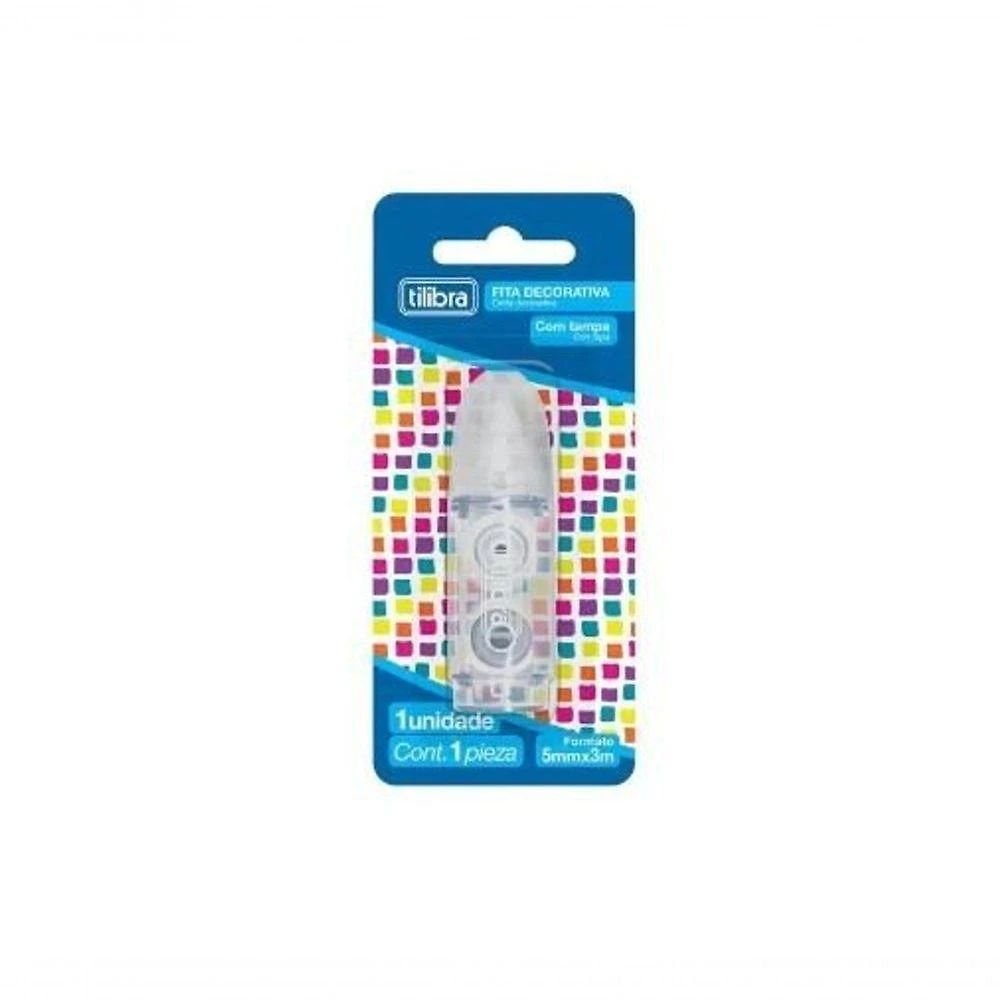 Fita Decorativa Tilibra Quadrados Não Tóxica para Anotações e Organização 5MMX3M 1 Unidade Colorida