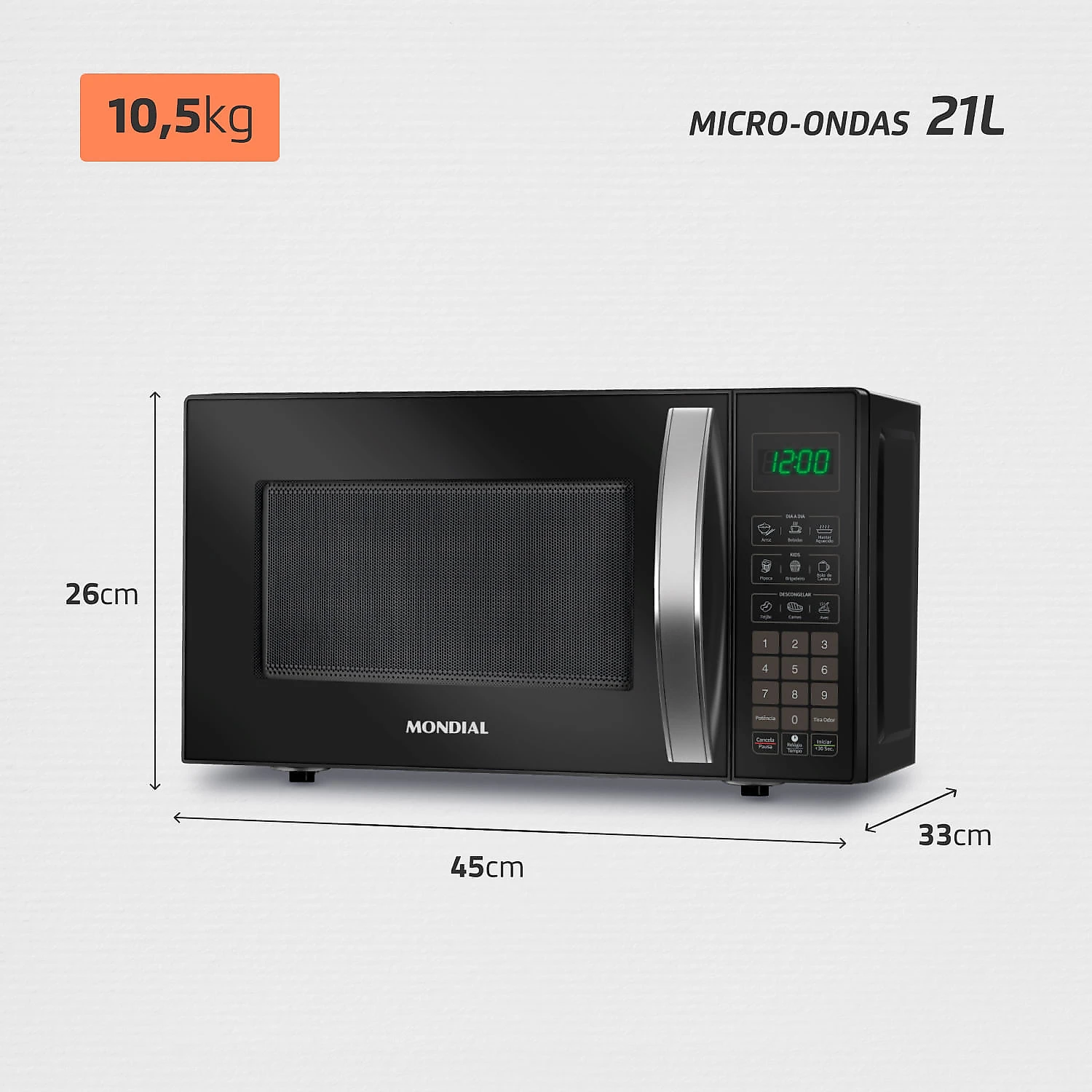 Micro-ondas 21L Mondial MO-01-21-B MICRO-ONDAS MO-01-21-B 127V/60HZ .