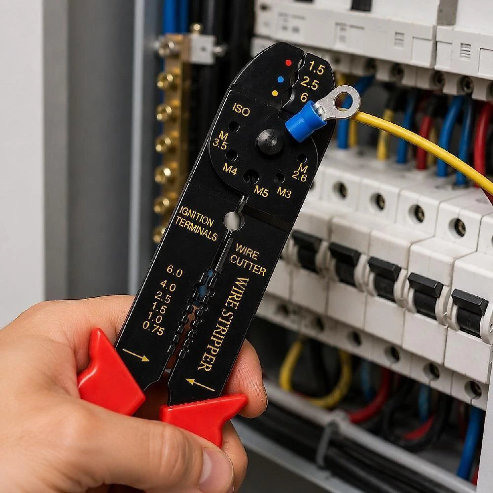 Kit Alicate para Terminais Pré Isolados 5NA Crimpar Cortar Desencapar com 30 Terminais