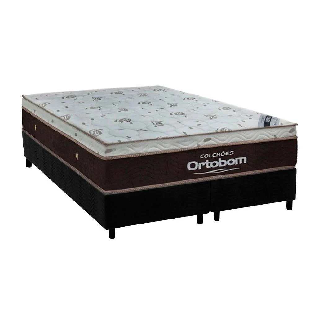 Cama Box: Colchão Molas Masterpocket Ensacadas Ortobom Sleep King + Base Crc Suede Black (193x203)