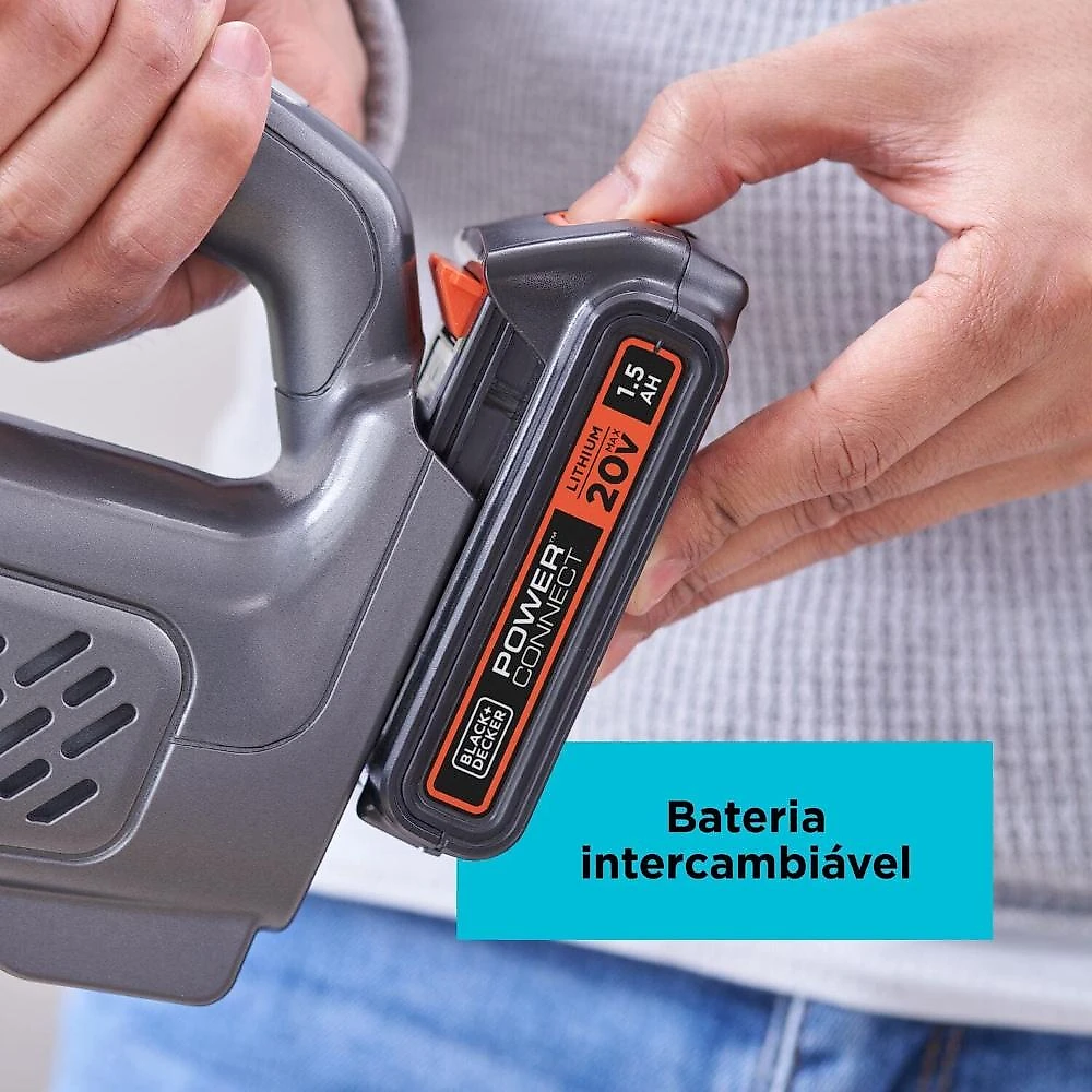 Aspirador de pó portátil black+decker bchv001d1e-br powerconnect 20v preto e cinza bivolt