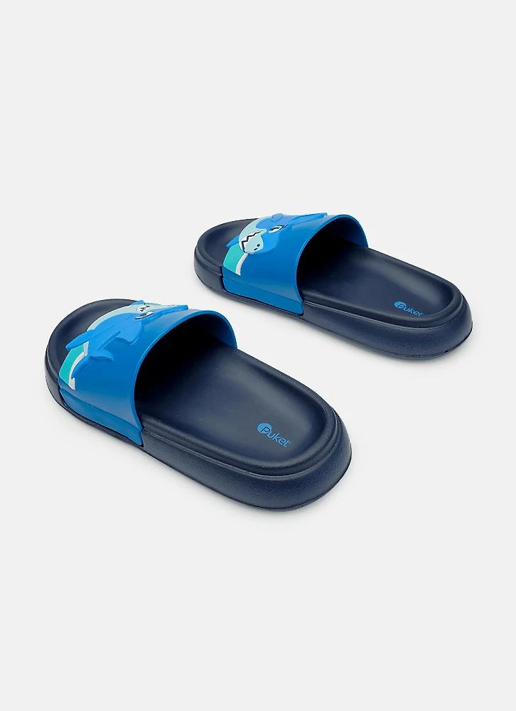 Chinelo slide menino tubarão