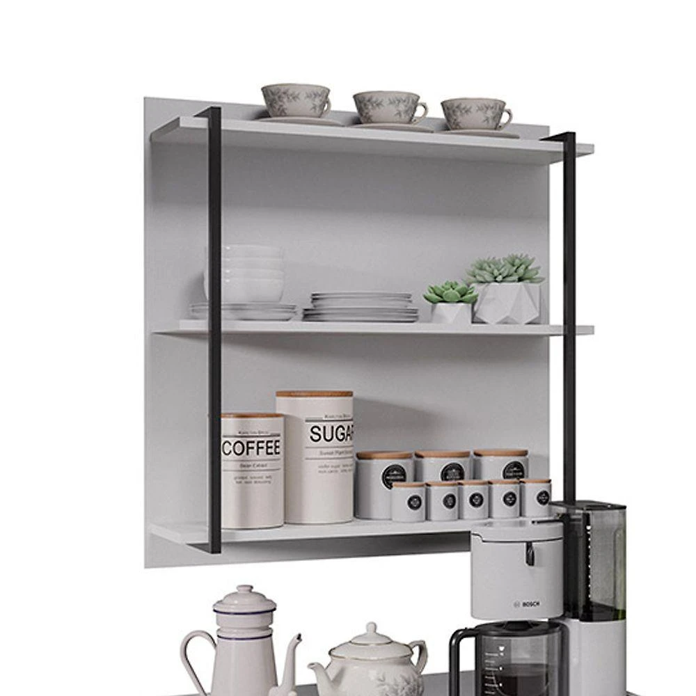 Prateleira Industrial Tripla Cozinha Suspenso De Parede Emi 70,5cm Branco M12 - D'rossi