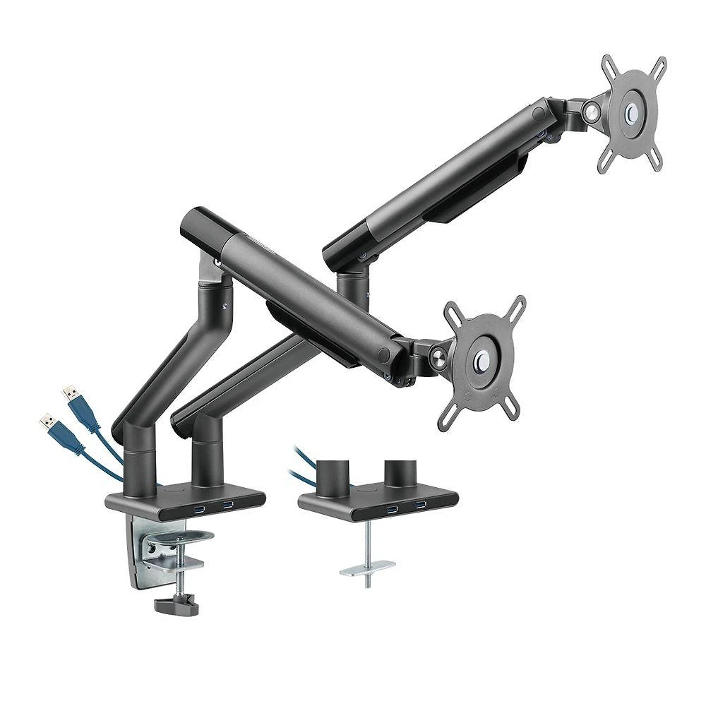 Suporte Articulado para 2 Monitores 17 a 32 com Mola e USB 3.0 Cinza SM-015GD Pcyes