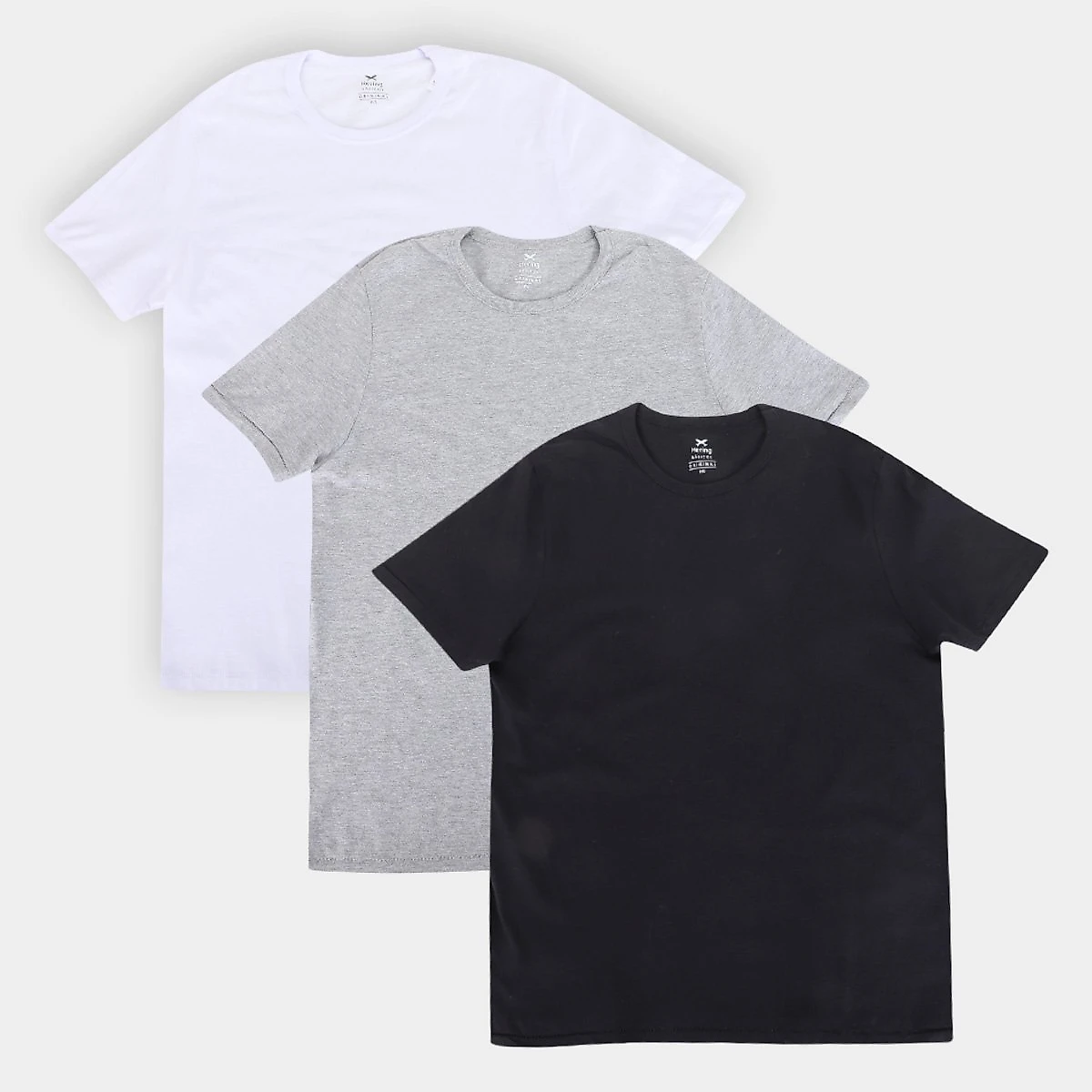 Miniatura Kit Camisetas Hering Básicas Com 3 Peças Masculinas Branco+Preto - G