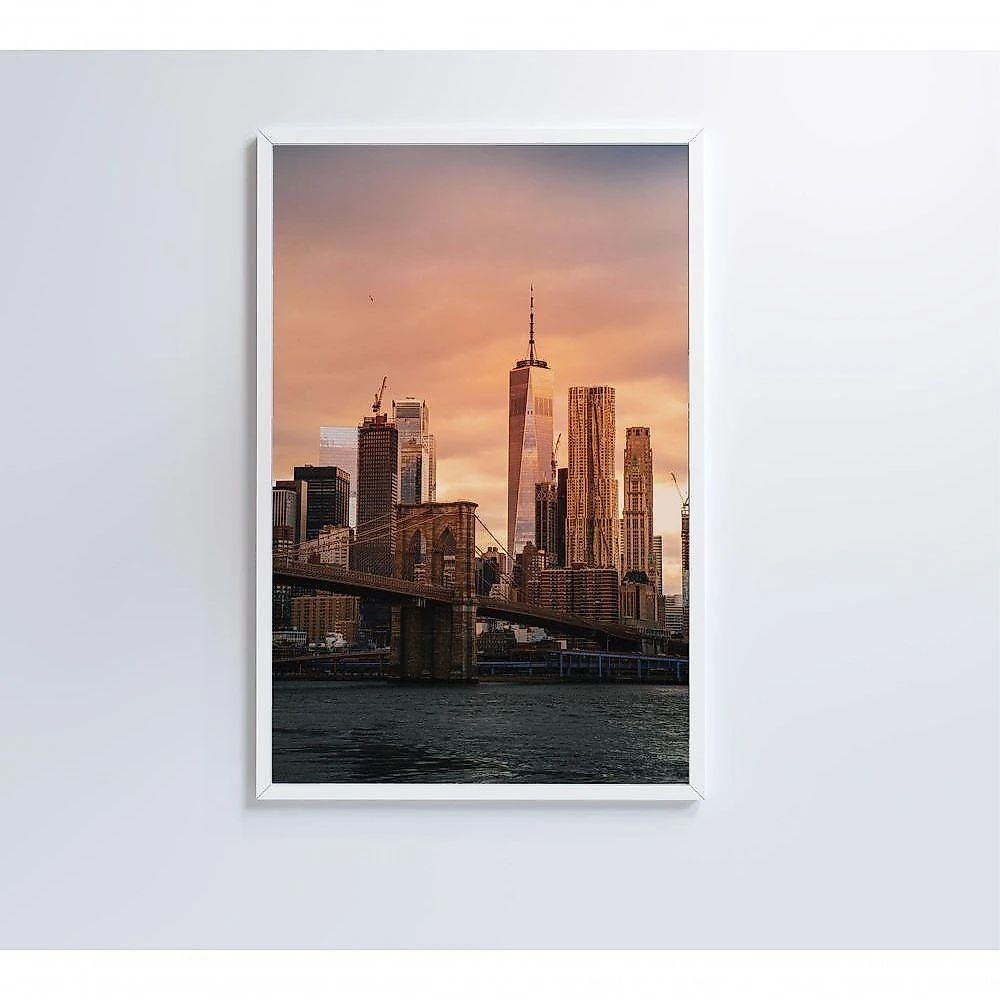 Quadro Nova York Pôr Do Sol 80x120 Cm Tecido Canvas
