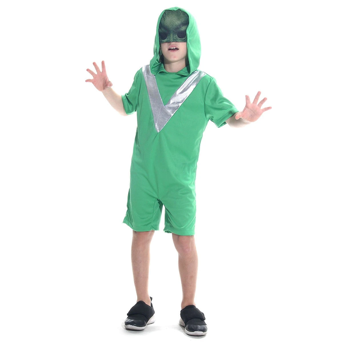 Fantasia ET Verde com Capuz Infantil Curto