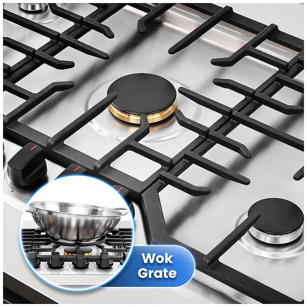 Cooktop a gás 5 queimadores Robam inox 36cm alta performance queimadores em latão proteção contra vazamento de gás 110V