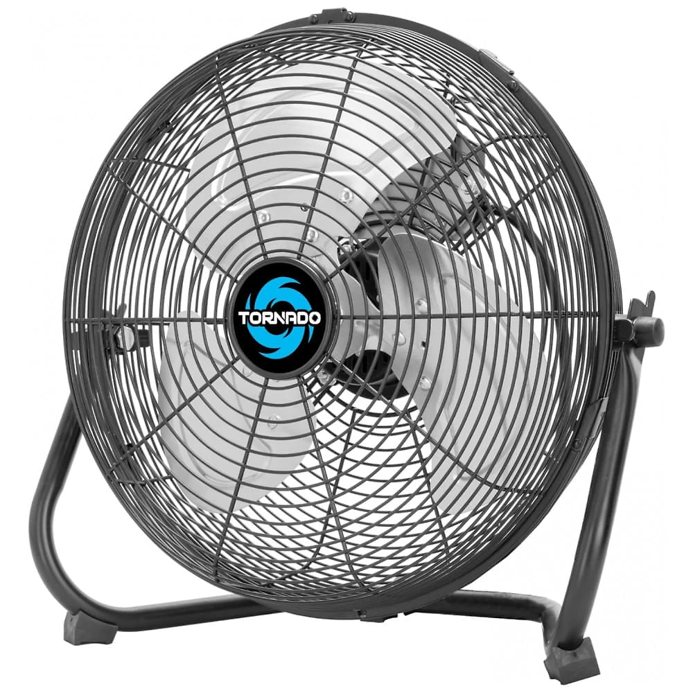Ventilador de Piso Metal 30,48 cm Tornado Preto 3 Velocidades Alta Vazão 1650 CFM Inclinação 120° Modelo HI-FAN-12HVFF-1P-HEX2, 110V