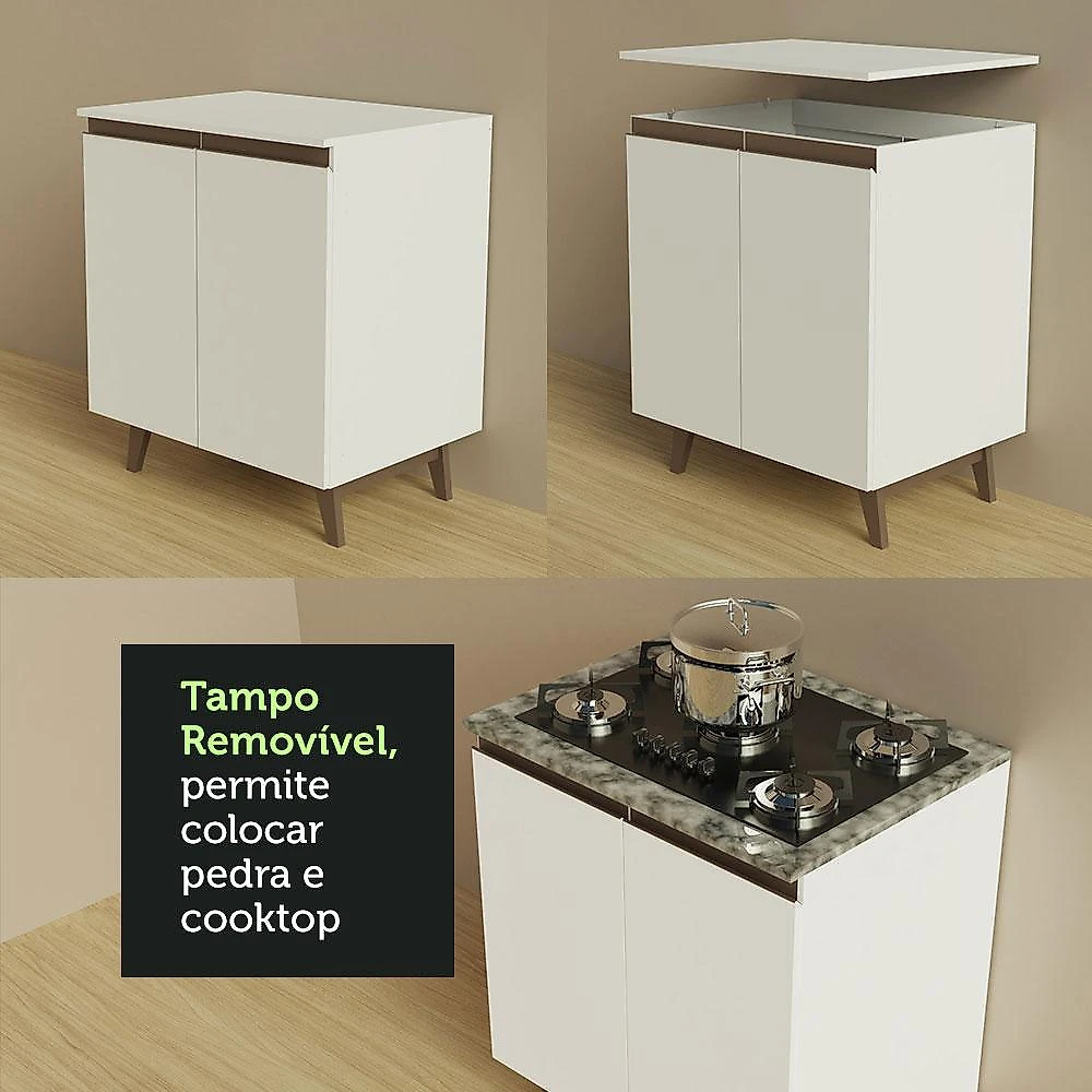 Cozinha Completa de Canto Madesa Reims 332002 com Armário e Balcão - Branco Branco