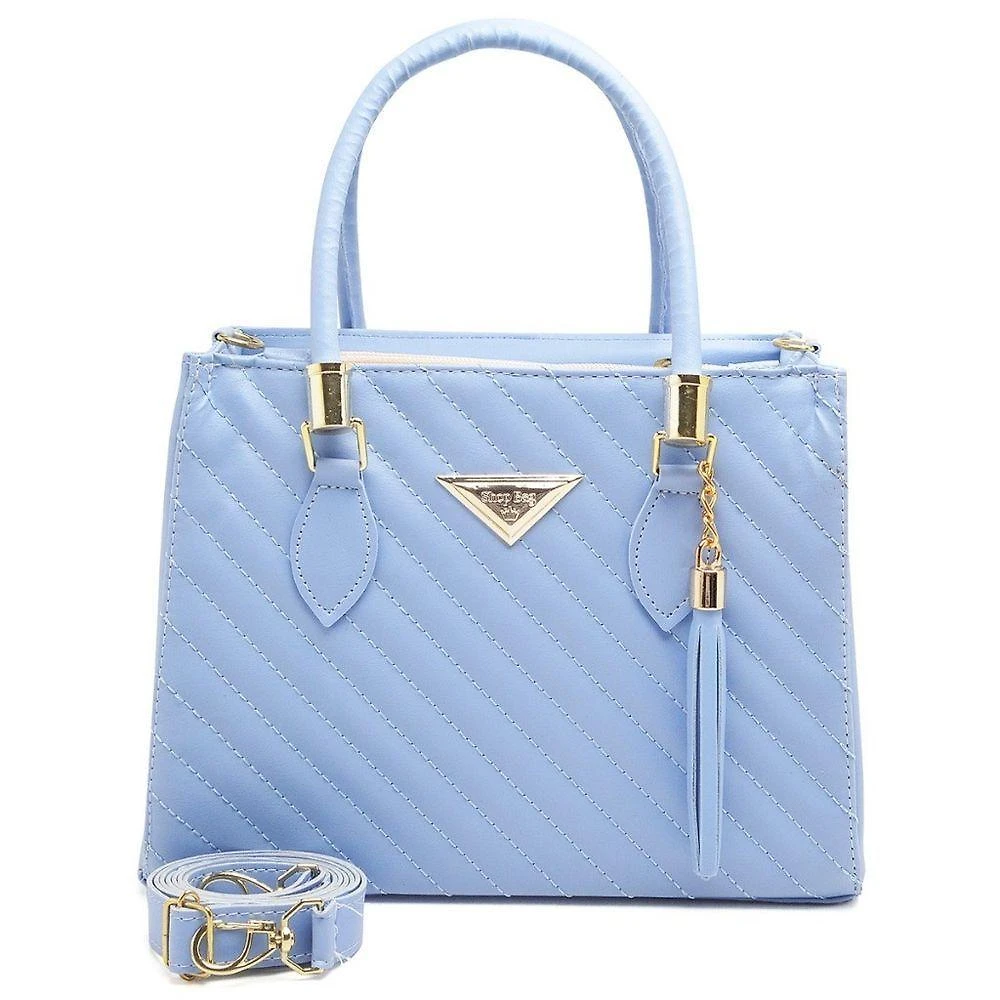Bolsa Feminina Média Shopbag OEM Linea Bordada em Couro Sintético Azul 24 X 18 X 10 cm Adulto