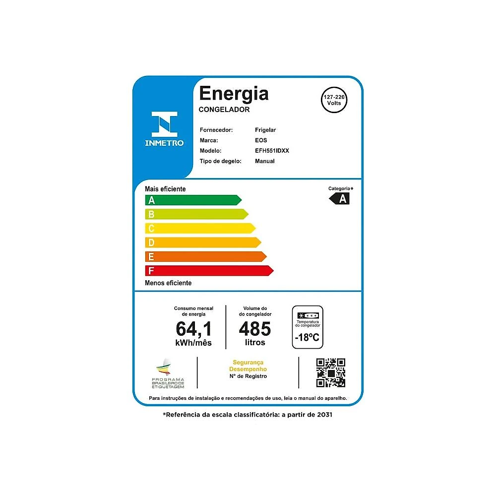 Freezer e Conservador Horizontal EOS 485 Litros Digital Tripla Ação Max Inverter EFH551IDXX Bivolt