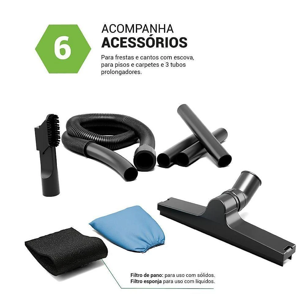 Aspirador de Pó e Água de Água e Pó Philco PAS08A 1500W 6,2L Cinza 220V