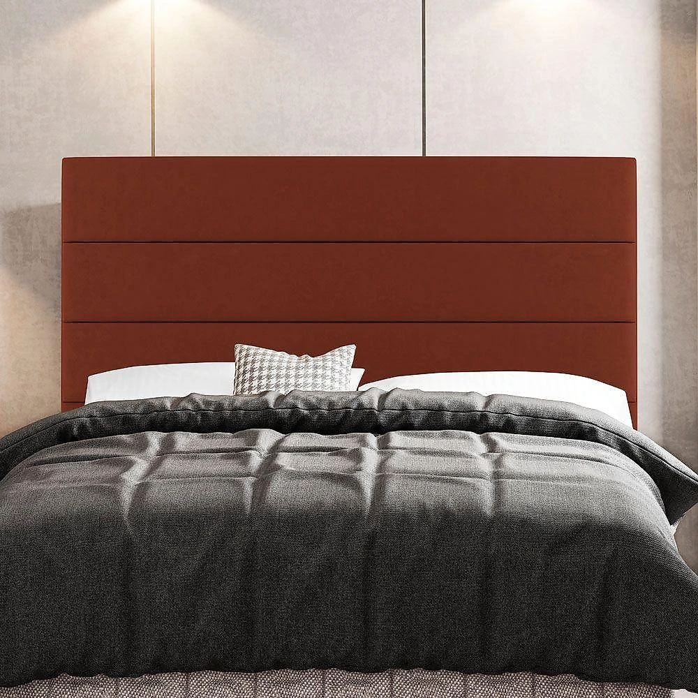 Cabeceira Casal King Size Malik 195cm Suede Terracota