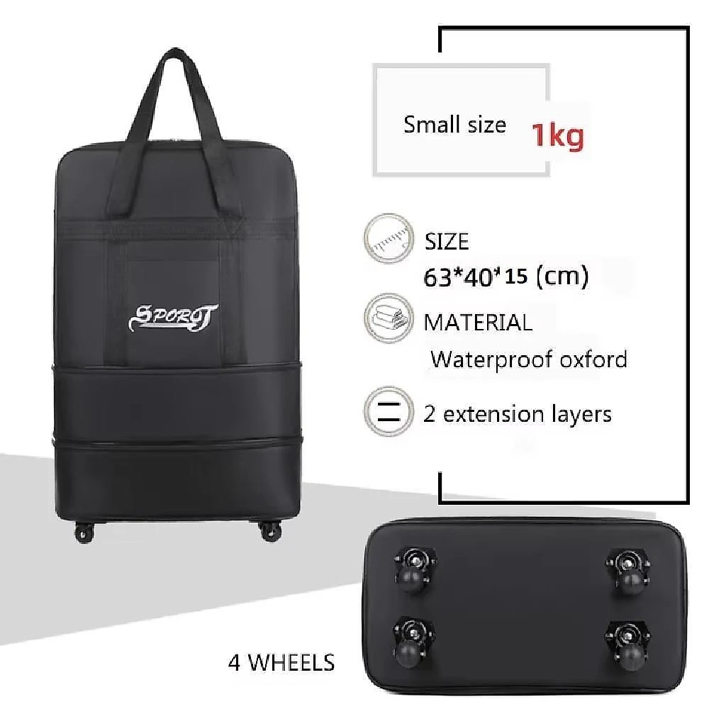 Bolsa Mala de Viagem Expansível com Rodinhas Tecido Oxford Zíper Mochila Grande Yeet