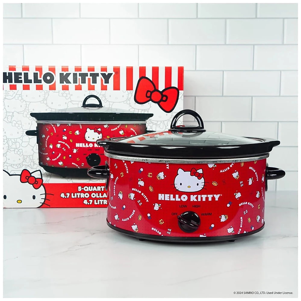 Panela Eletrica Multifuncional 4,7L com Tema Hello Kitty e 3 Modos de Calor, 110V 270W, Uncanny Brands, Vermelha 110v