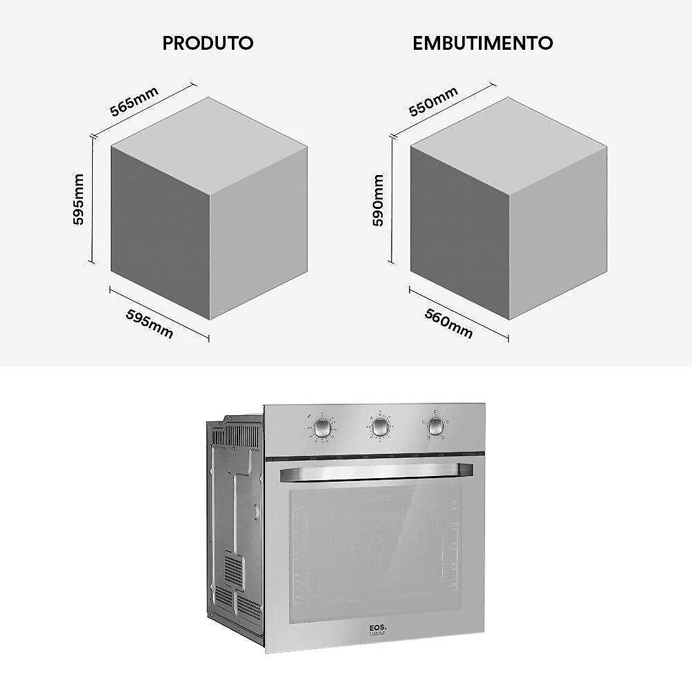 Forno Elétrico de Embutir EOS 72 Litros Porta de Vidro Espelhado EFE72EEM 220V