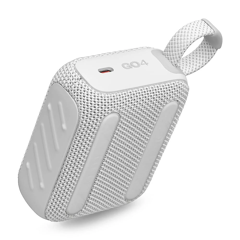 Caixa de som portátil jbl go 4 com 4,2 w rms, bluetooth 5.3 e resistência à Água ip67 - branca
