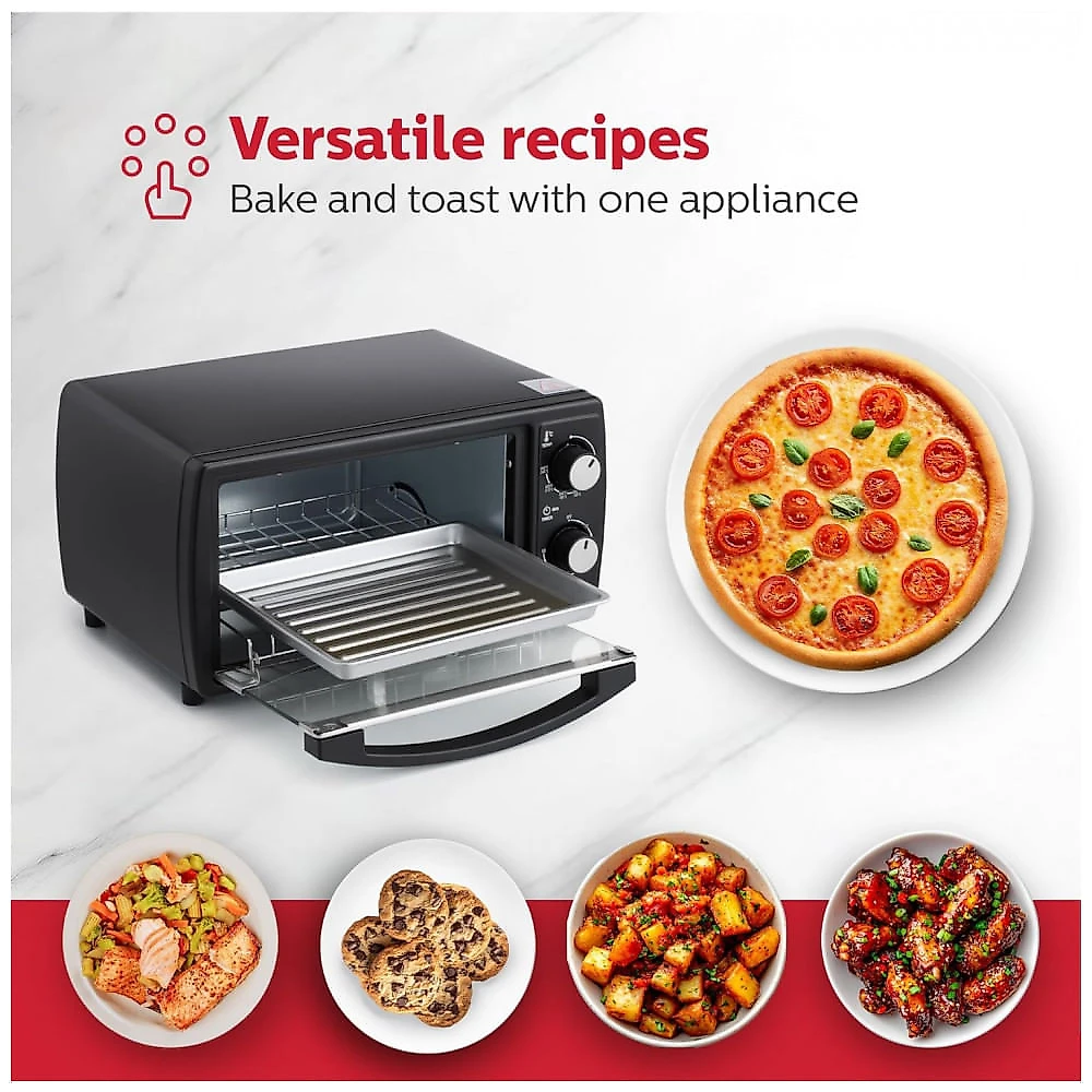 Forno elétrico de bancada 9L Holstein Housewares preto inox 4 fatias 700W 110V