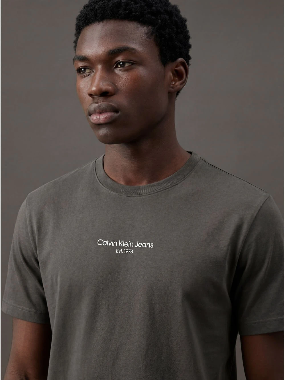 Camiseta Manga Curta Calvin Klein Jeans Masculino Logo Est.1978 - Chumbo
