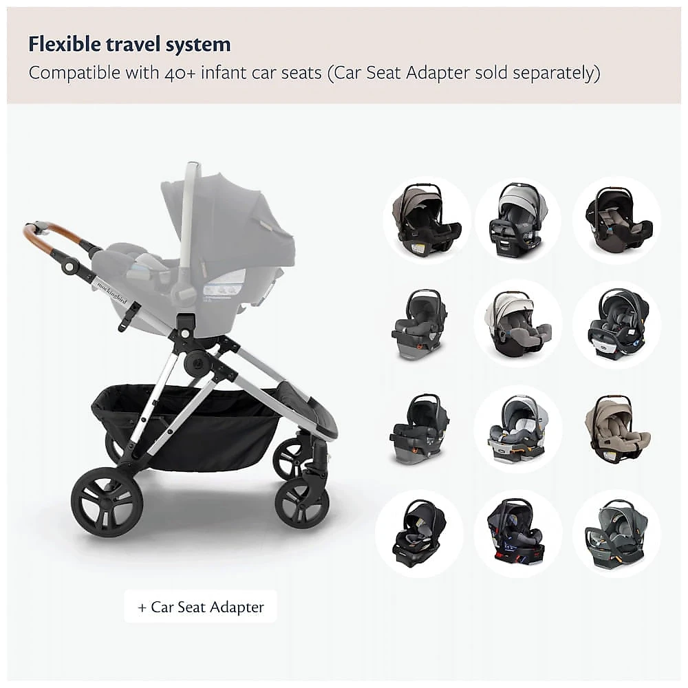Carrinho de Bebê Mockingbird Single-to-Double 3.0 Preto Conversível 1 a 3 Crianças até 22,7 kg
