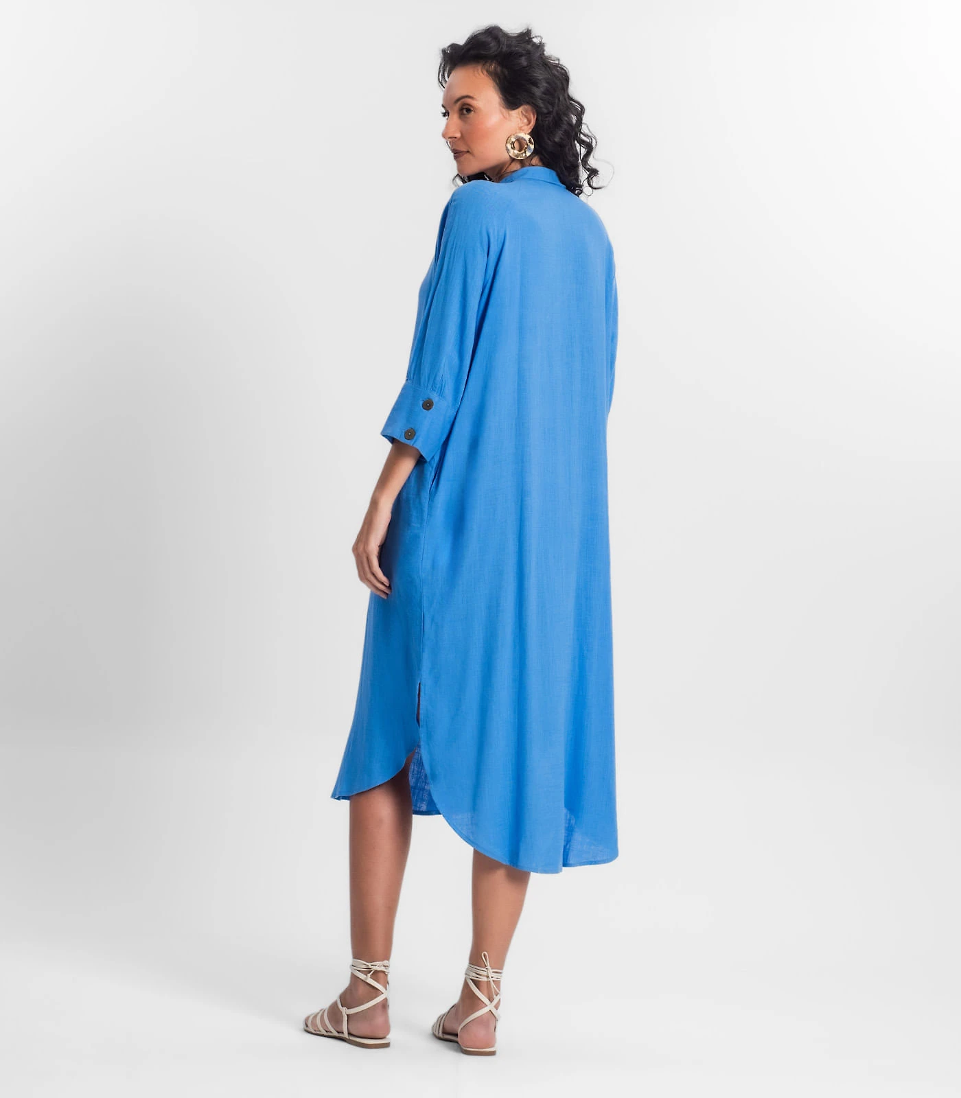 Miniatura Vestido Chemise Feminino Viscose Select Azul G