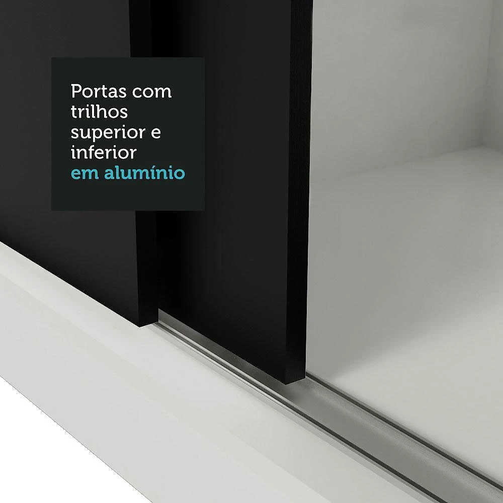Guarda-roupa solteiro 2 portas de correr milano madesa branco