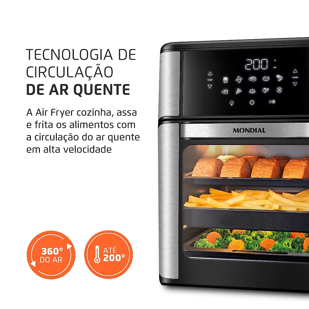 Fritadeira Elétrica Forno Oven 12L Mondial AFON-12L-BI-BC 220
