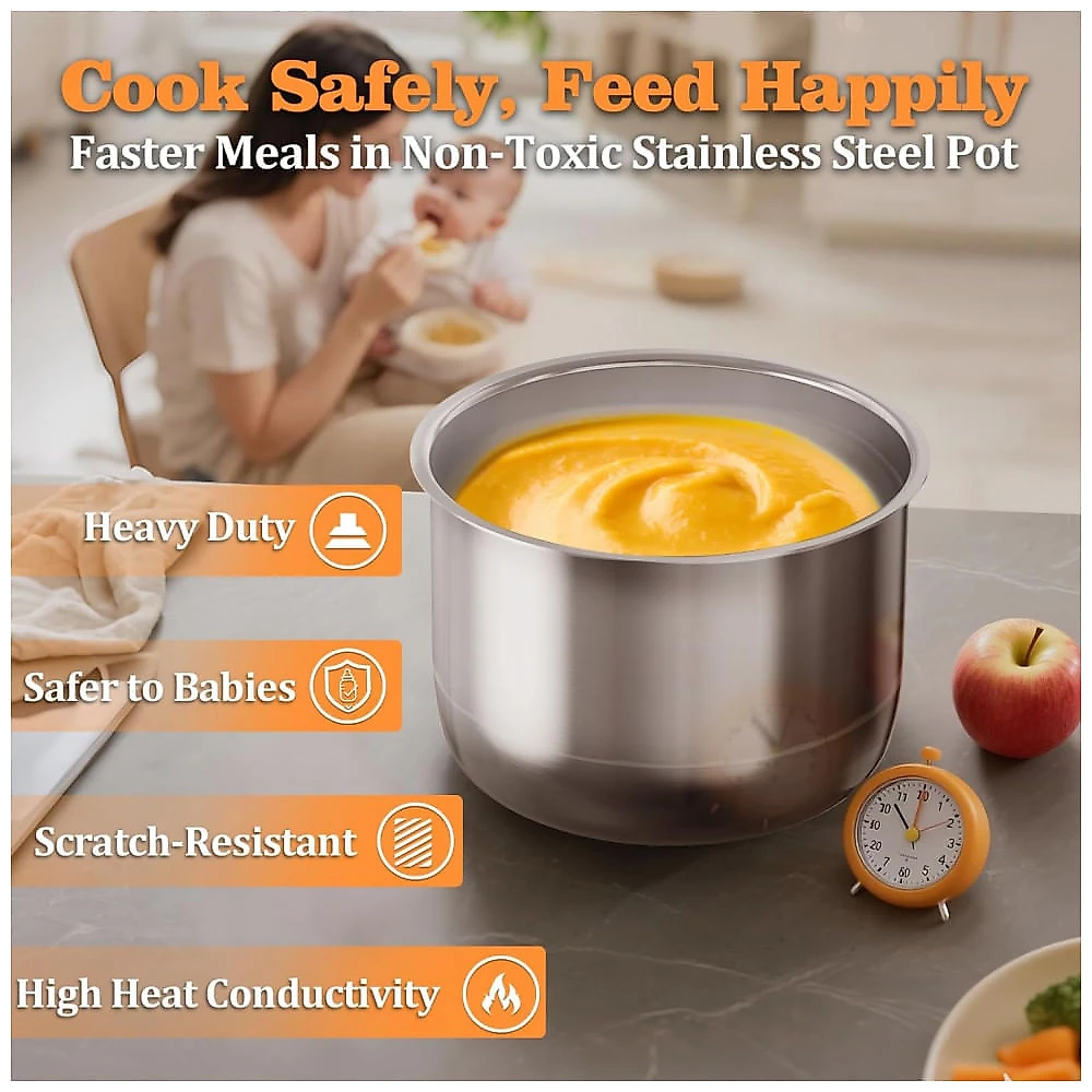 Panela de Pressão Elétrica Fullwill 6 litros Dual Pots, 12 em 1 MultiFunção com Panelas de Cerâmica e Aço Inoxidável 304, Cozinha à Pressão, Sopas