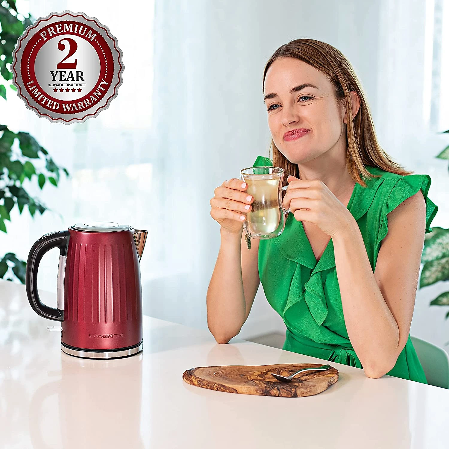 Ovente KS711M Chaleira Elétrica 17L Aço Inoxidável De sligamento Automático 110V1750W Vermelho