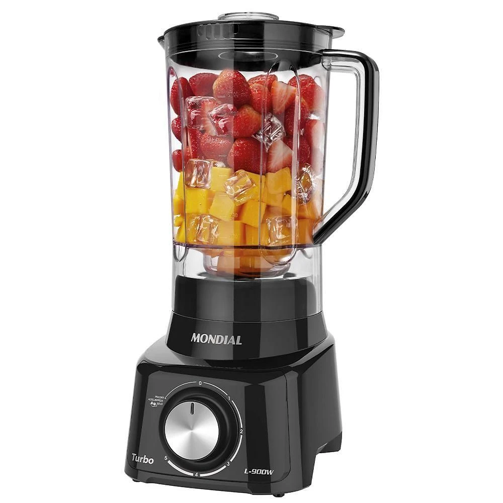 Liquidificador Mondial Turbo Full L-900 FB 900W 2,7L Filtro Inox 5 Velocidades Preto 220V