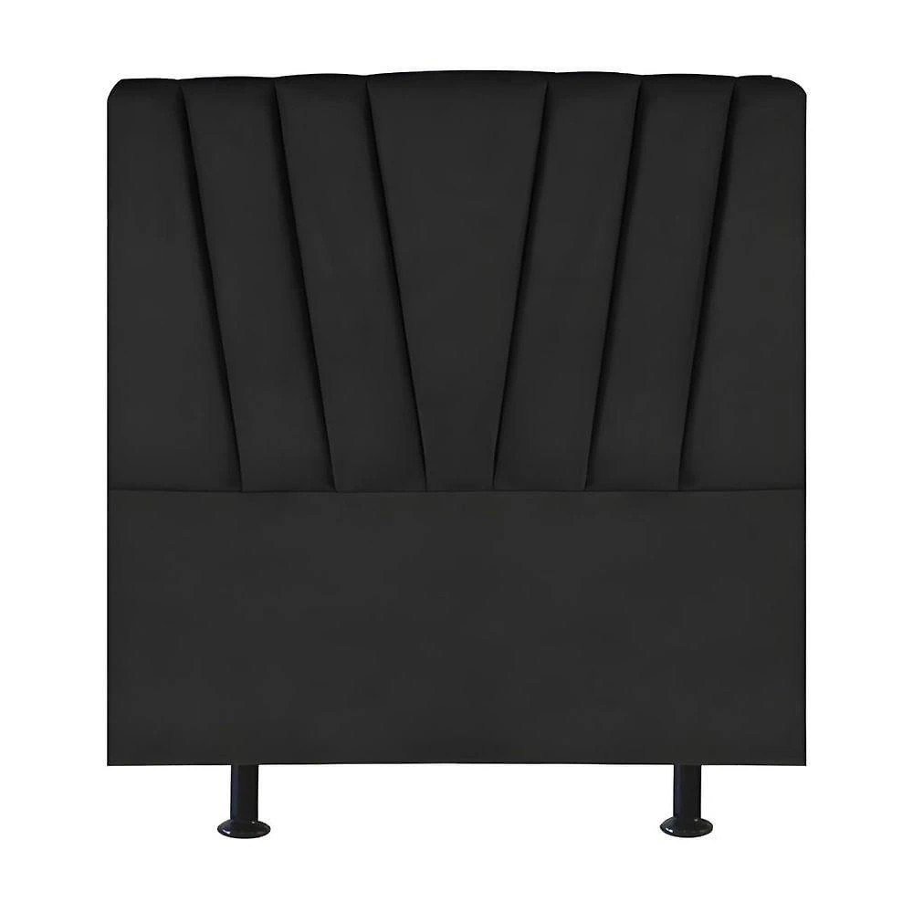 Cabeceira Estofada Cama Box Solteiro 90 Cm Ariel Linho Preto
