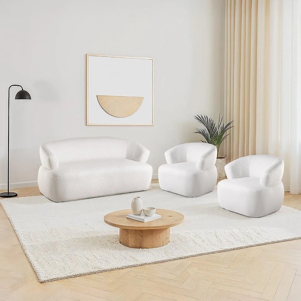 Conjunto 1 Sofá Orgânico 160cm e 2 Poltronas Base Giratória e Orgânicas Zoe Espresso Móveis