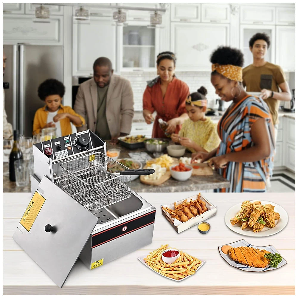 Fritadeira Elétrica Profissional 12 Litros de Capacidade com Luvas, Aço Inoxidável, 110V 2500W, WeChef