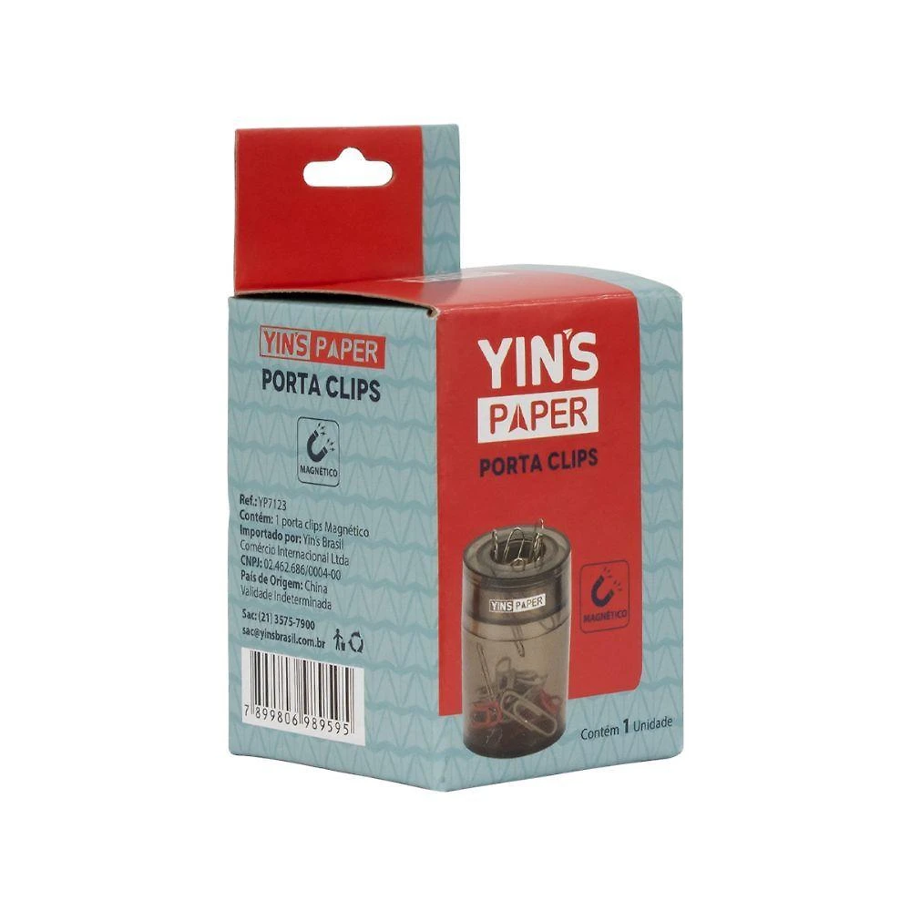 Porta Clips Magnético Yins Brasil Yins Paper em Resina Termoplástica com Ímã Integrado para Mesa