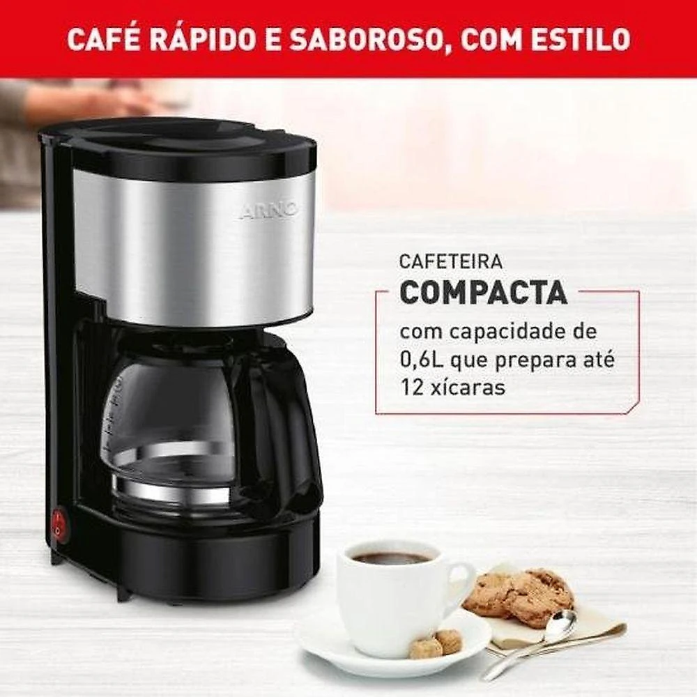 Cafeteira Elétrica para Café Arno Perfectta Inox em Aço Inox para 15 Xícaras 110V