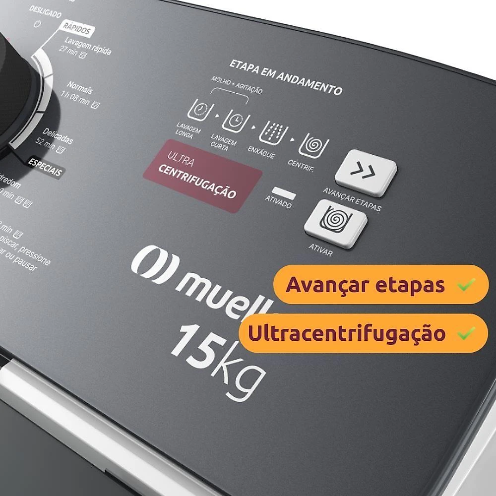 Máquina De Lavar Mueller 15kg Com Ultracentrifugação E Ciclo Rápido MLA15 110V Branco