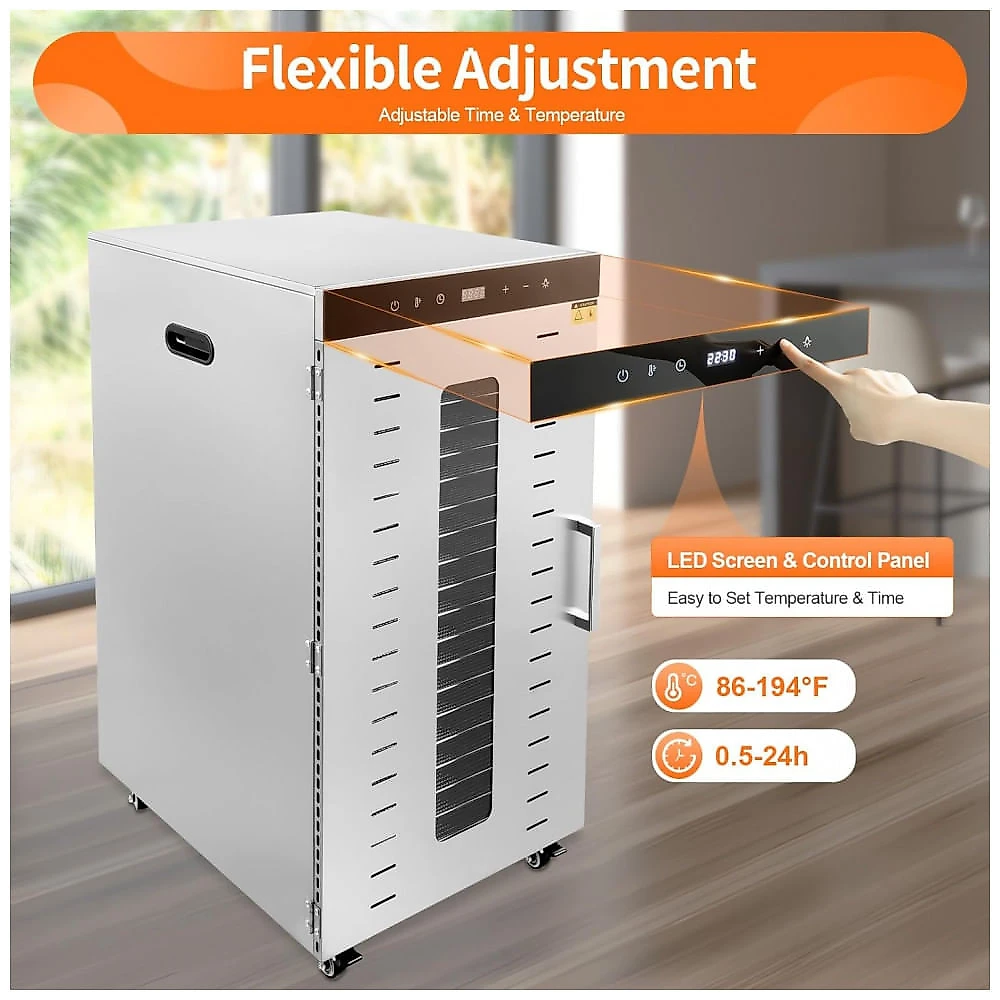 Desidratador Comercial TFCFL Prata 20 Bandejas Aço Inox 360° Circulação 110V