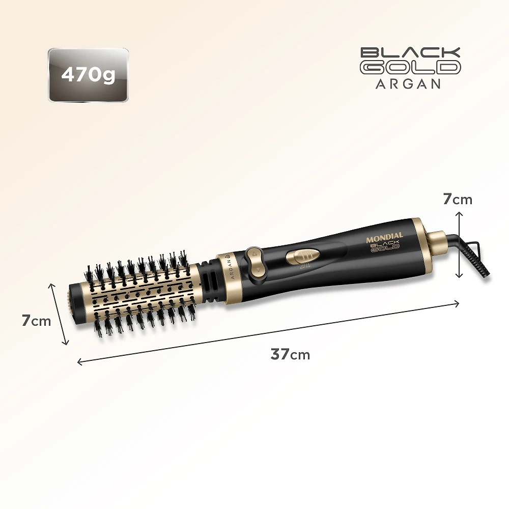 Miniatura Escova Rotativa Black Gold Argan Mondial - ER-11-AR ESCOVA ROTATIVA ER-11-AR 127V/60Hz .